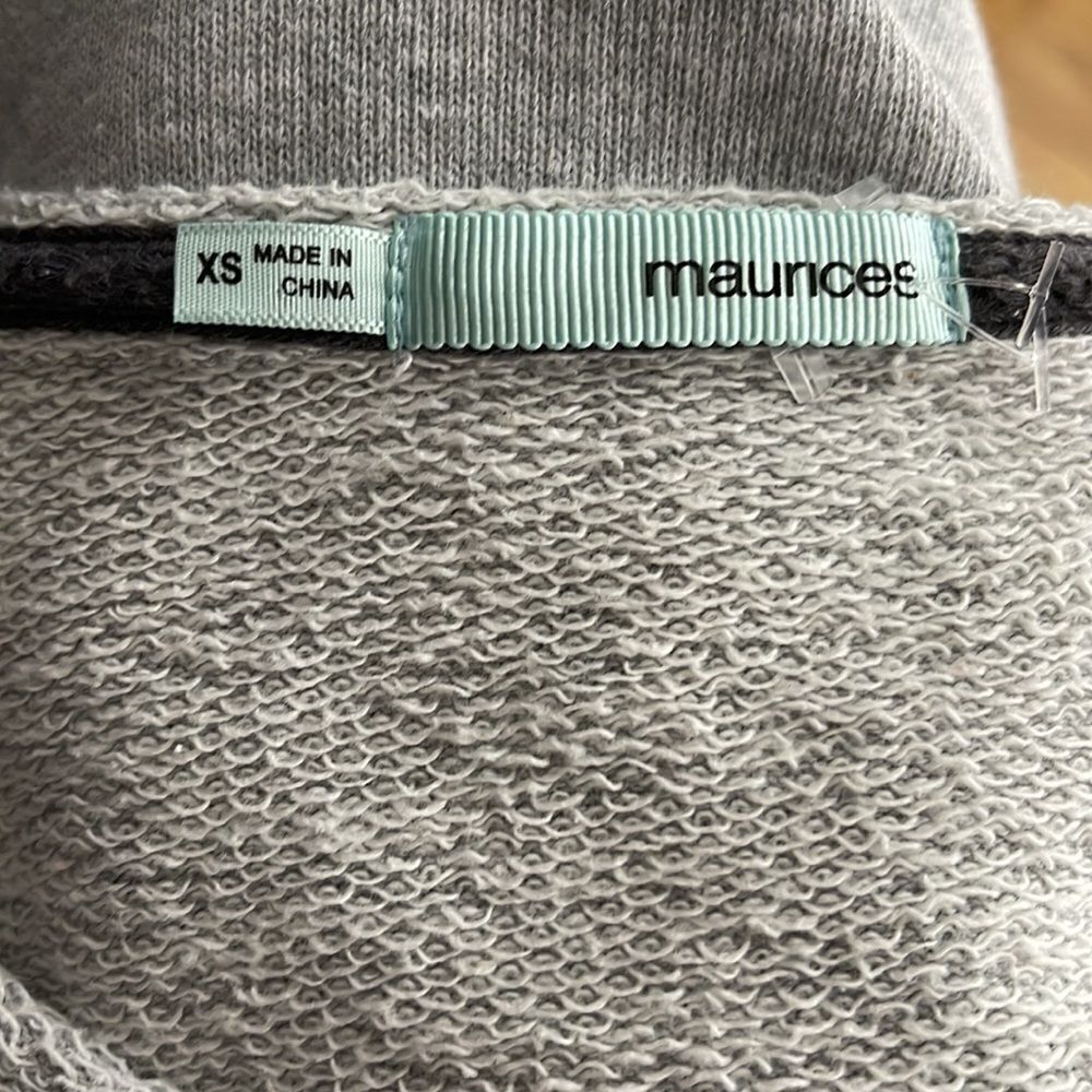 Maurices gray sequin center front graphic french terry lining/trim sweatshirt XS - Picture 6 of 6